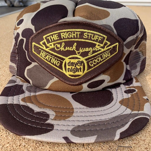 Vintage Chuck Yeager The Right Stuff Heating & Cooling Day & Night Hat Camo Cap‎